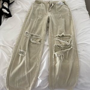tan High-rise pretty little thing ripped jeans
